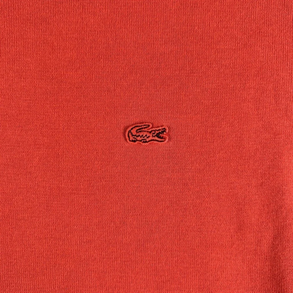 Lacoste Sweater Mens Large Orange Garment Dyed Cotton Crewneck Pullover Logo